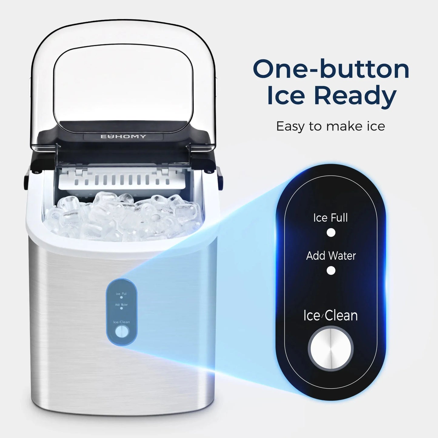 Ice Maker Machine with Handle, 26 lbs/24H, 9 Cubes in 6 Mins