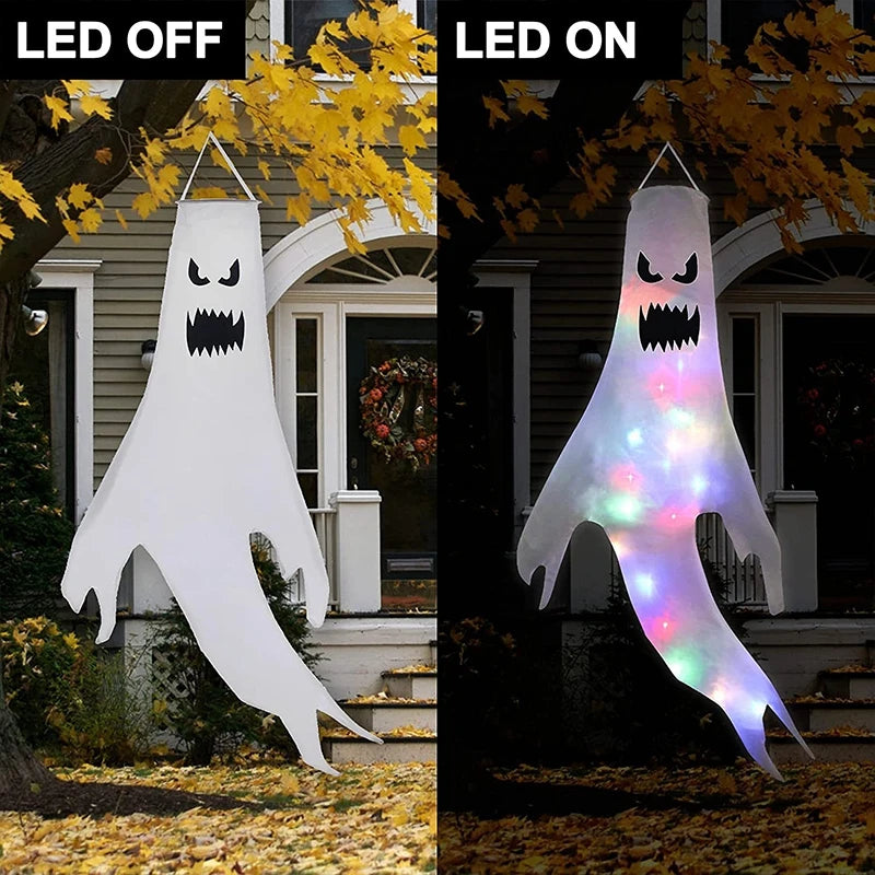 Ghost Lantern Halloween Decoration Hanging Flag Halloween Ghost Windsock Outdoor Pendants The Day of Dead Party Decor