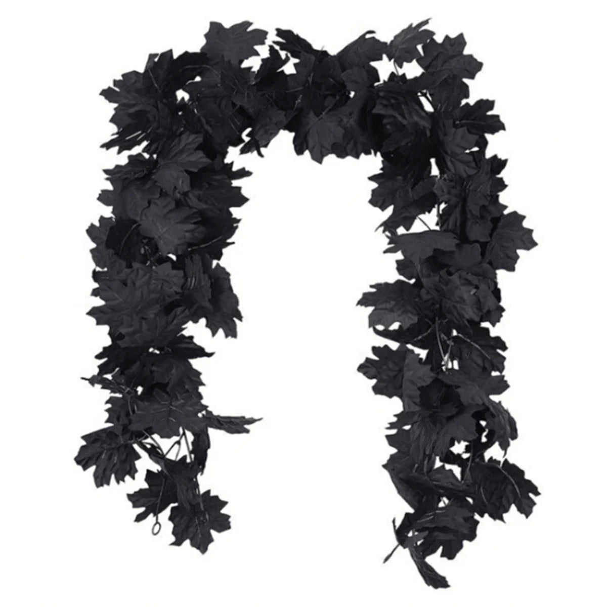 Black Maple Leaf Vine Garland for Fall Decorations Halloween Wall Hanging Artificial Black Leaves 3.9ft Long