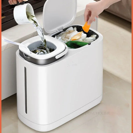 Dry and Wet Separation Tea Waste Bins Office Tea Table Trash Can