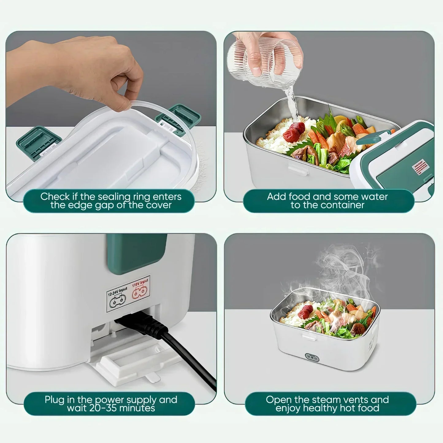 Electric Lunch Box Food Warmer 1.8 L 80W