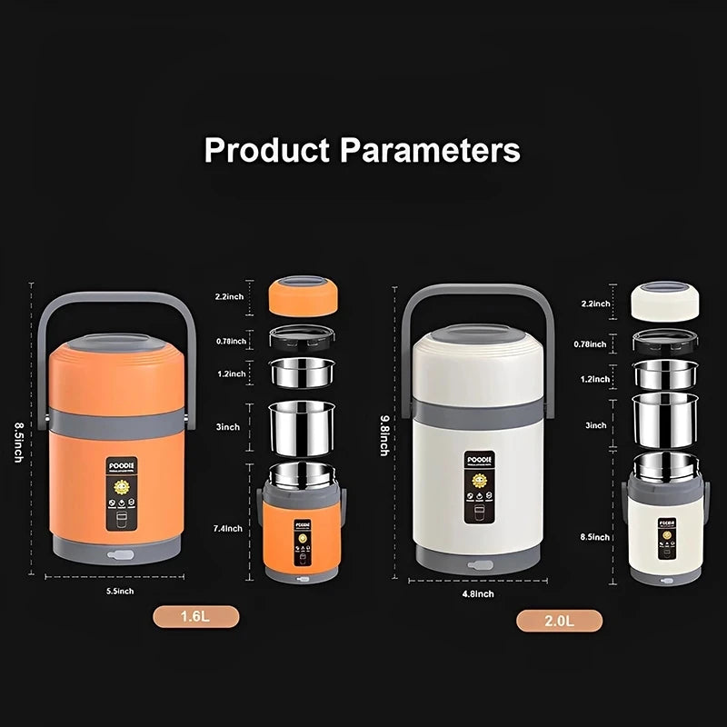 USB Electric Heated Lunch Boxes Stainless Steel Food Warmer