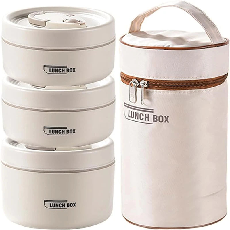 Portable Insulated Food Lunch Container Set with Thermal Lunch Box 3 Separate