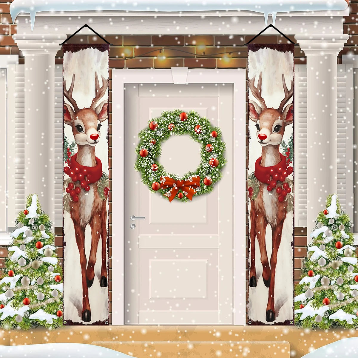 Christmas Hanging Door Banner Merry Christmas Decoration for Home