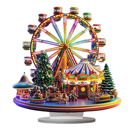 2D Acrylic Christmas Ferris Wheel Ornament Ferris Wheel Display Board Christmas Holiday Decoration Xmas Navidad Party Supplies