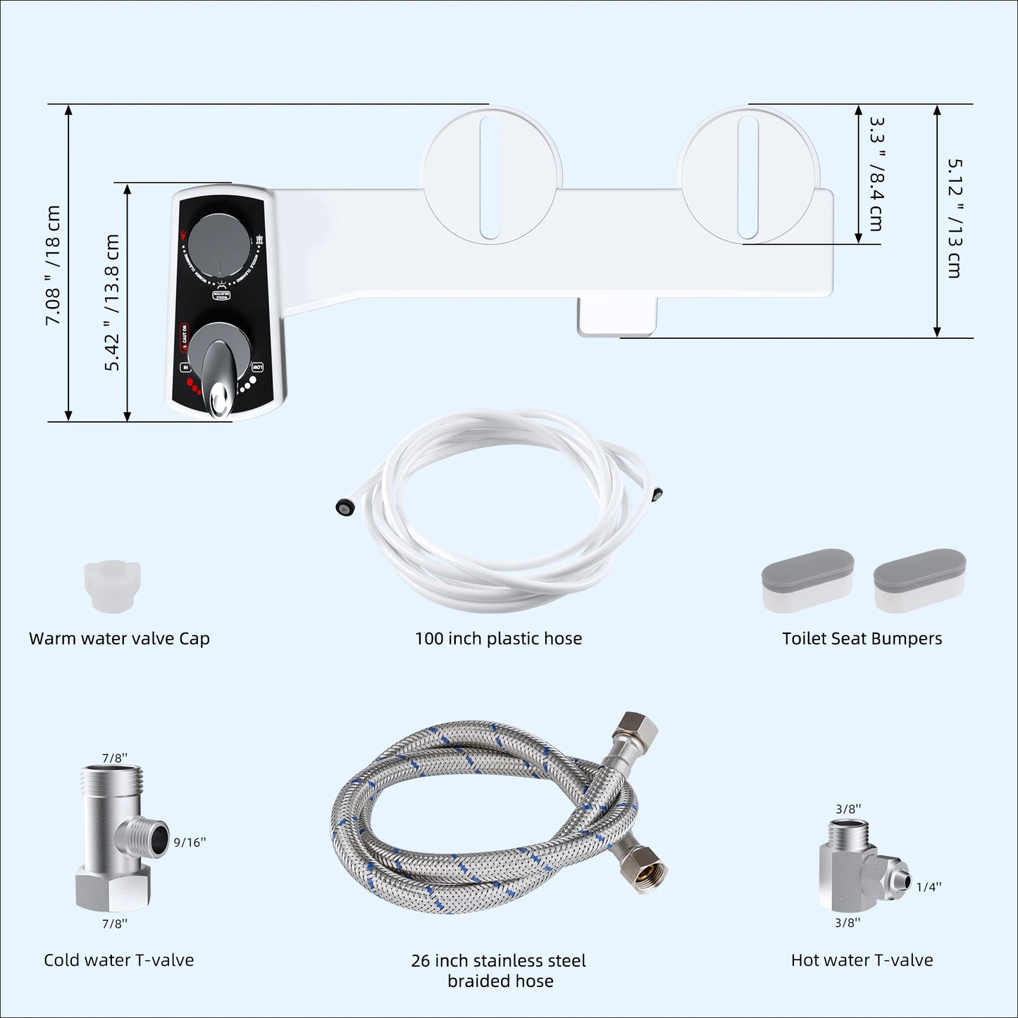 Bidet Attachment for Toilet, Hot and Cold Water Spray