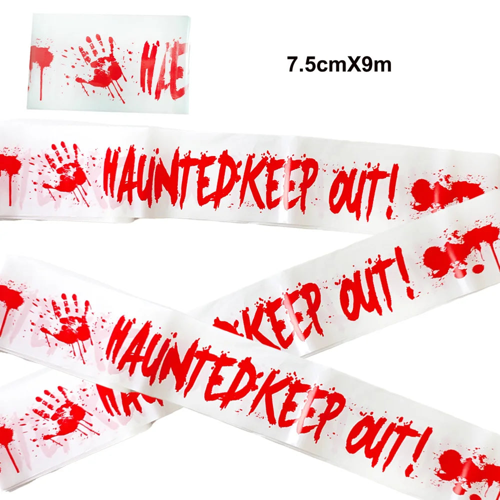 Halloween Caution Tape Decorations Scary Fright and Warning Tape for Zombie Party Horror Party Haunted House Decoration tape