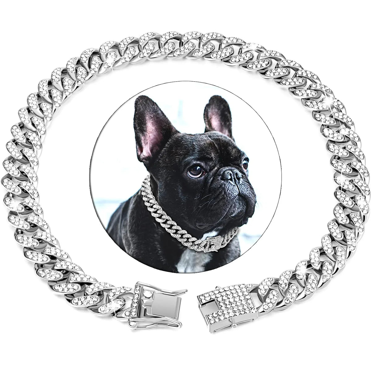 Dog Chain Diamond Cuban Collar Walking Metal Chain