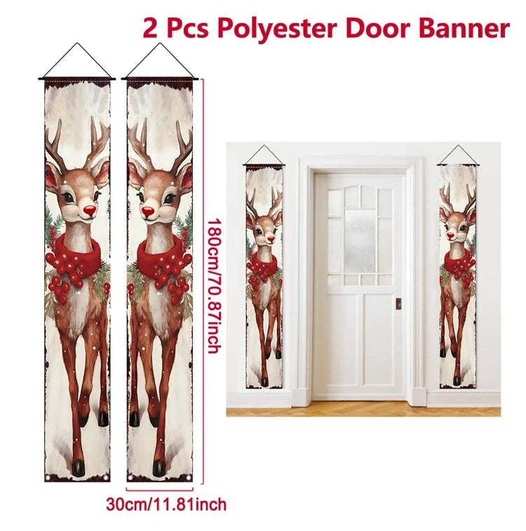 Christmas Hanging Door Banner Merry Christmas Decoration for Home