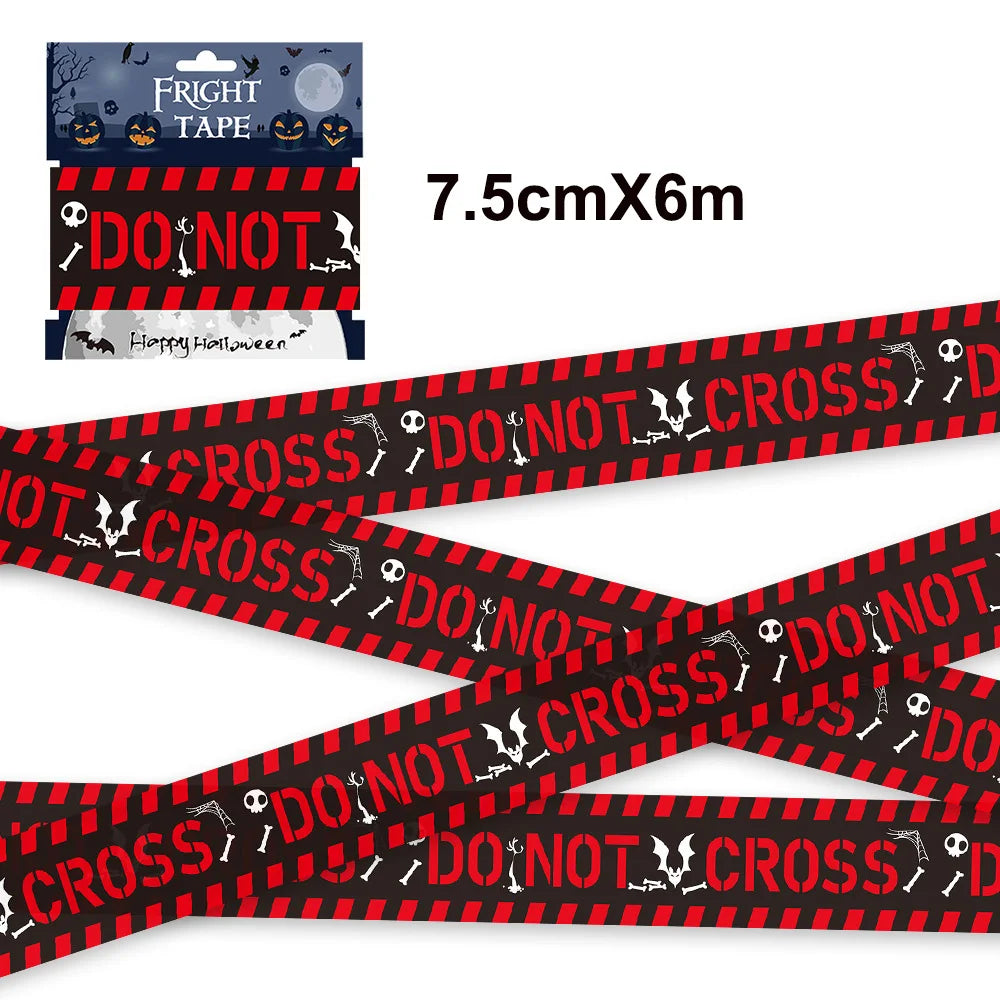 Halloween Caution Tape Decorations Scary Fright and Warning Tape for Zombie Party Horror Party Haunted House Decoration tape