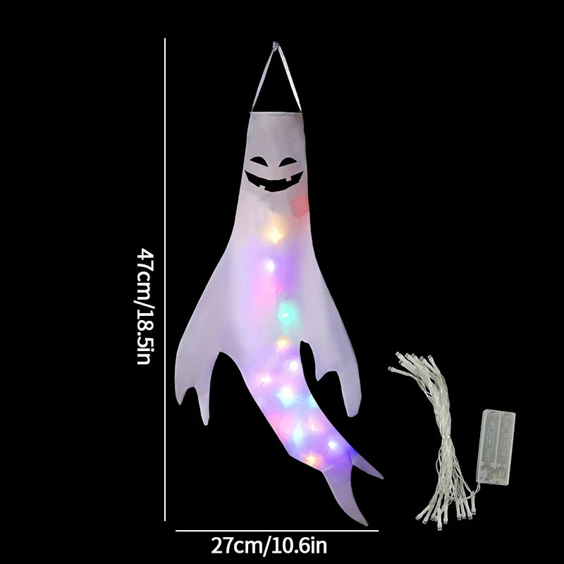Ghost Lantern Halloween Decoration Hanging Flag Halloween Ghost Windsock Outdoor Pendants The Day of Dead Party Decor