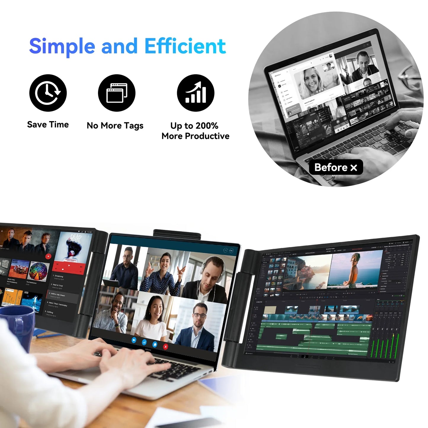 14 Inch Laptops Screen Extender Triple Dual FHD