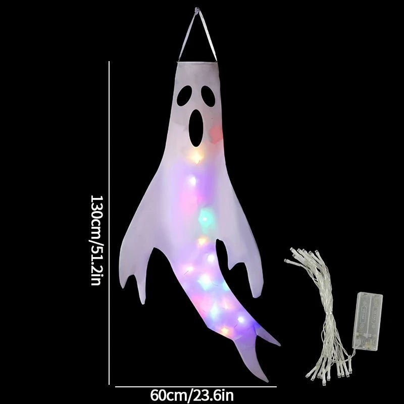 Ghost Lantern Halloween Decoration Hanging Flag Halloween Ghost Windsock Outdoor Pendants The Day of Dead Party Decor