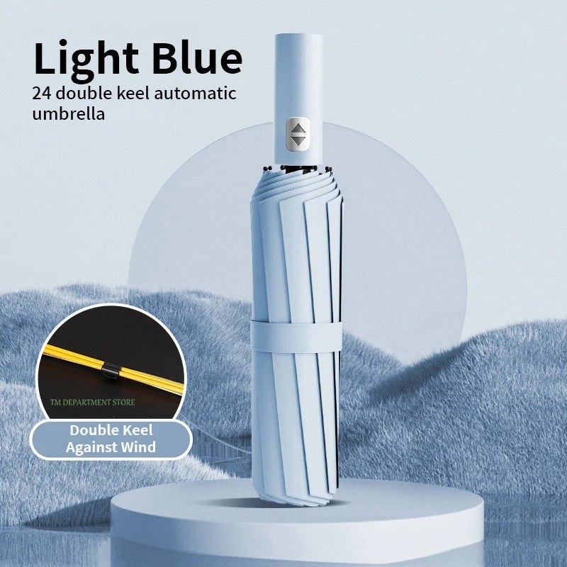 24 Bone Windproof anti-UV Fully Automatic Large Umbrella 3 Folding