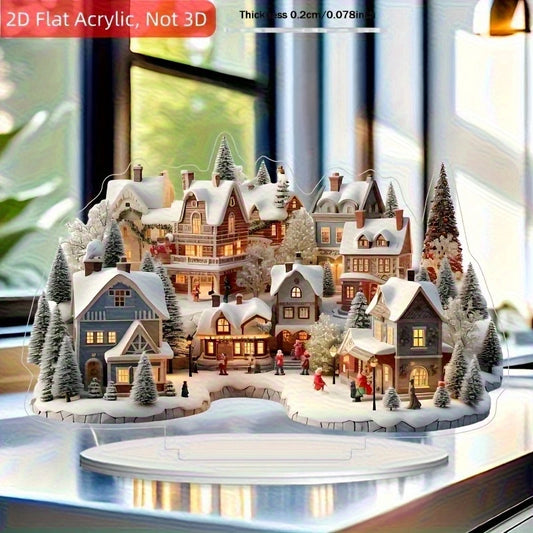2D Winter Wonderland Acrylic Christmas Village Decor Snow House