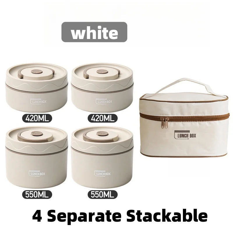 Insulated Lunch Box, Portable 3 Separate Stackable Microwave