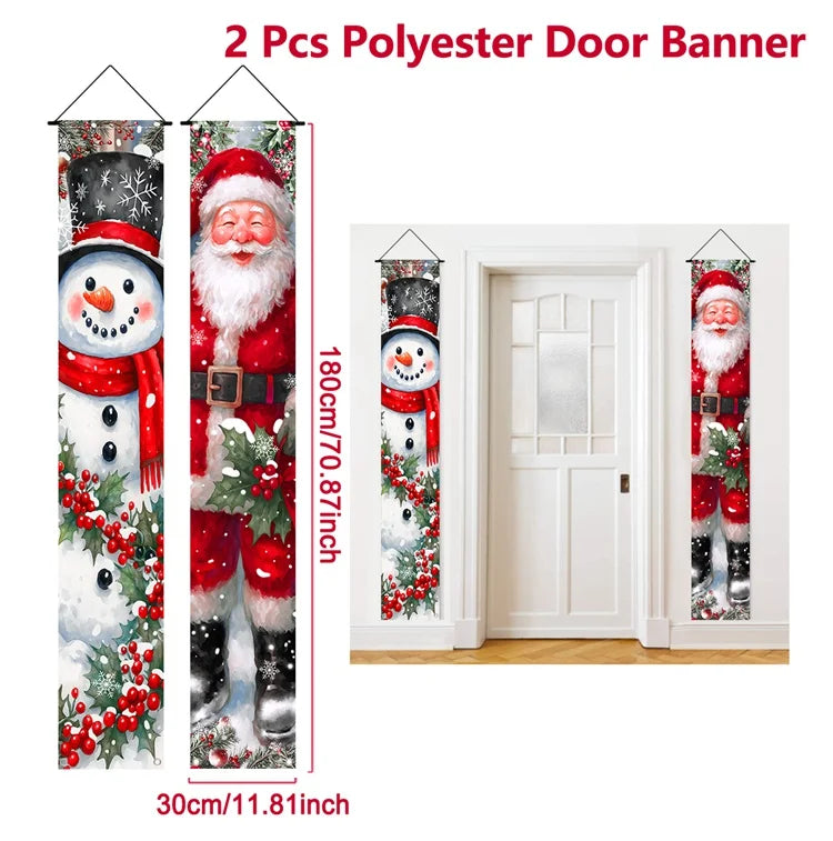 Christmas Hanging Door Banner Merry Christmas Decoration for Home