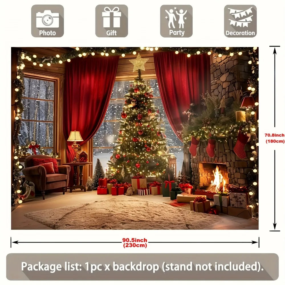 Christmas tree and fireplace scene background