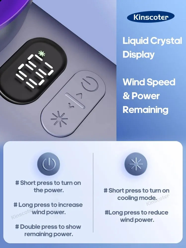 Portable Handheld Turbo Fan 100 Wind Speeds Adjustable Mini Personal Fan