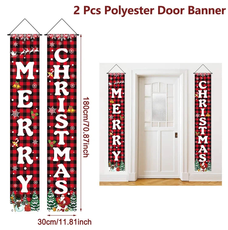 Christmas Hanging Door Banner Merry Christmas Decoration for Home