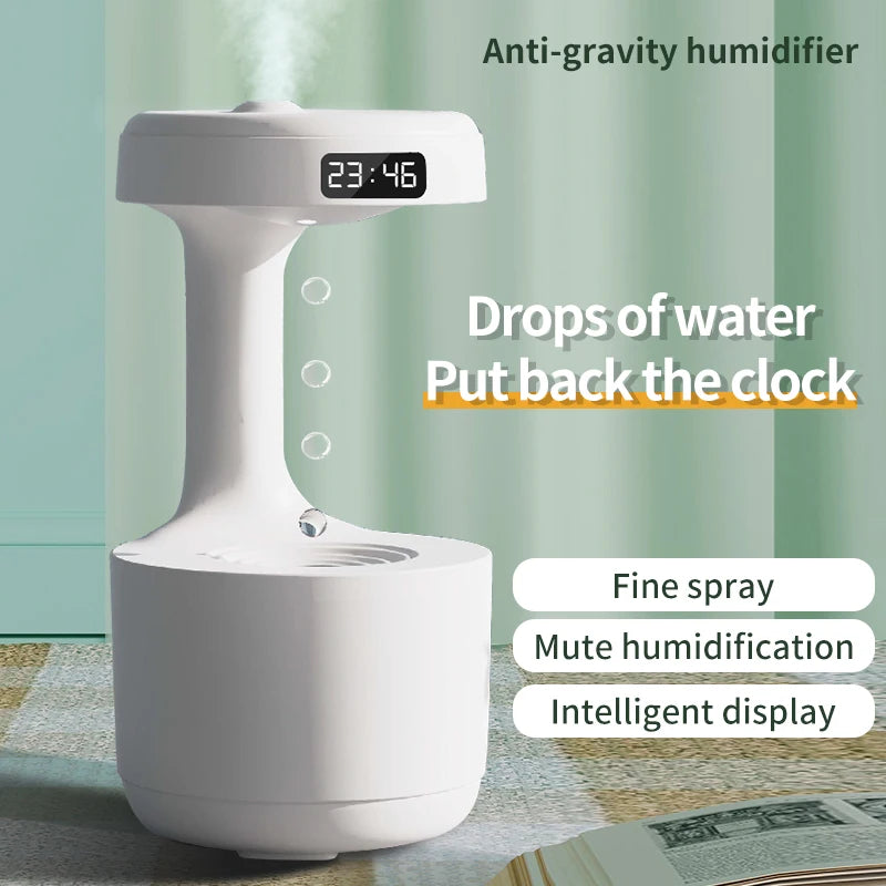Anti-Gravity Mist Maker with Water Drops - Air Humidifier, Night Light,