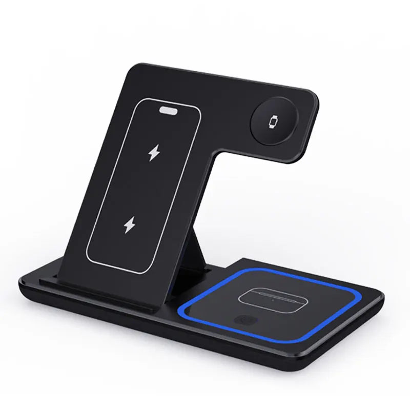 30W LED Fast Wireless Charger Stand 3 in 1 Foldable Charging