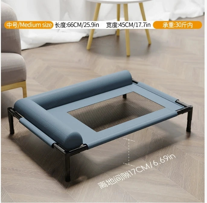 66CM Washable Mesh Elevated Dog Bed – Breathable Raised Cooling Pet Bed with Pillow for Indoor & Outdoor Use