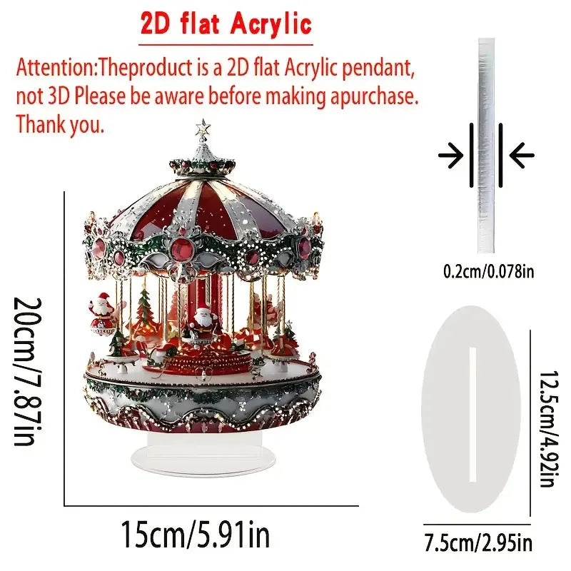 1Pcs Christmas Merry Carousel 2D Christmas Scene Festival Decor