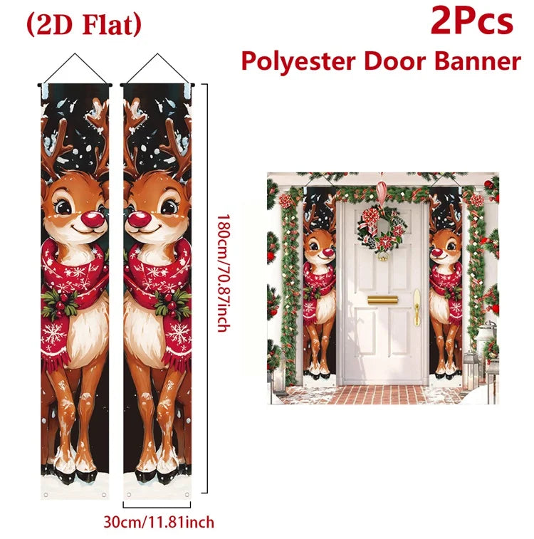 Christmas Hanging Door Banner Merry Christmas Decoration for Home