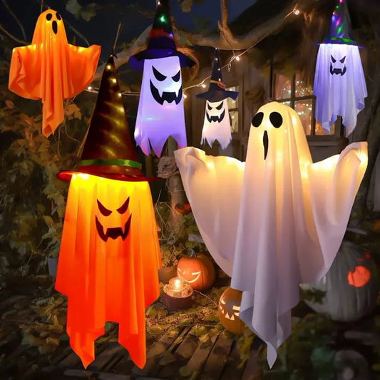 Ghost Lantern Halloween Decoration Hanging Flag Halloween Ghost Windsock Outdoor Pendants The Day of Dead Party Decor