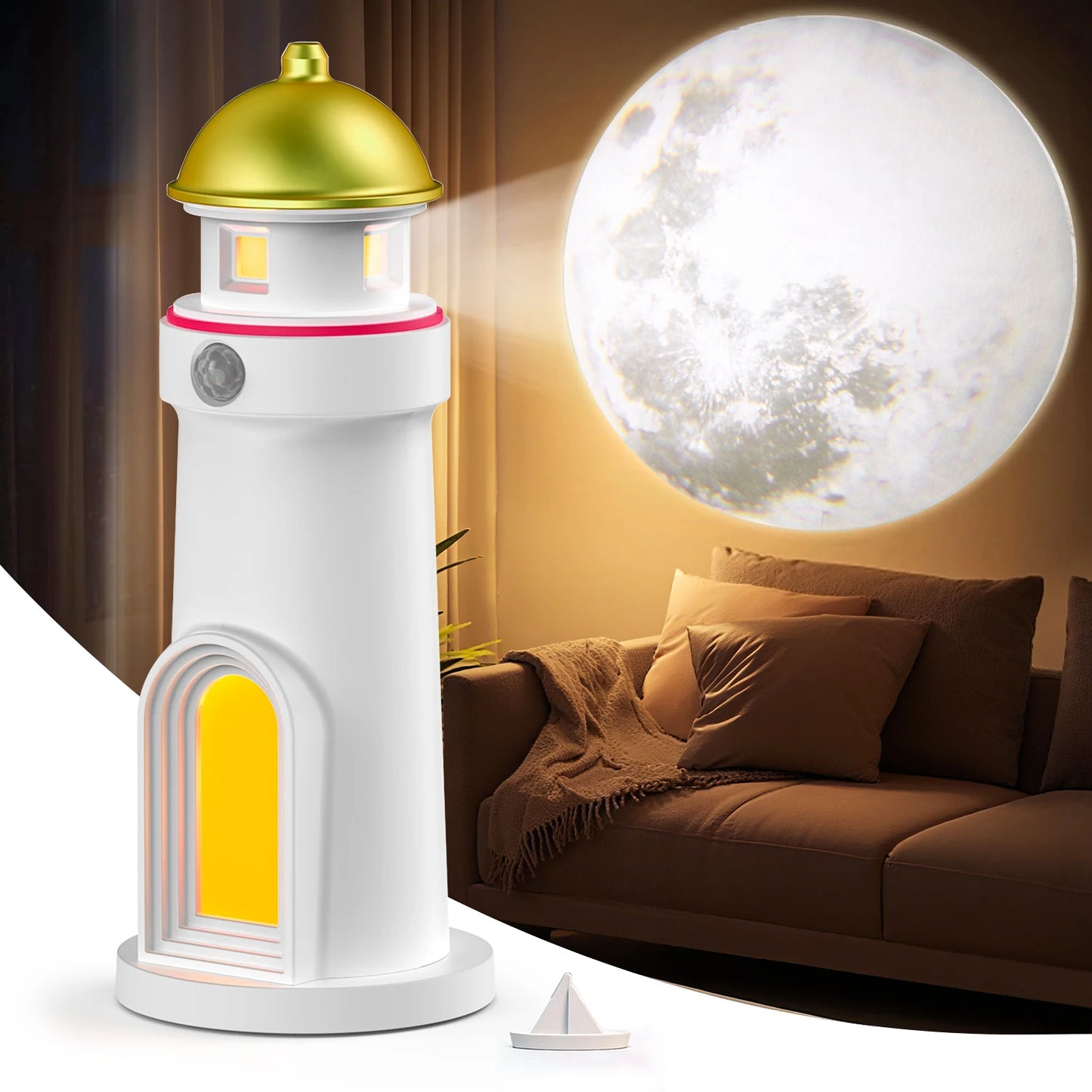 Romantic Moon Projection Night Lamp with Motion Sensor Lights LED