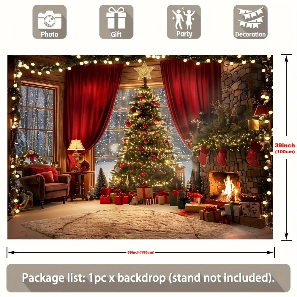 Christmas tree and fireplace scene background