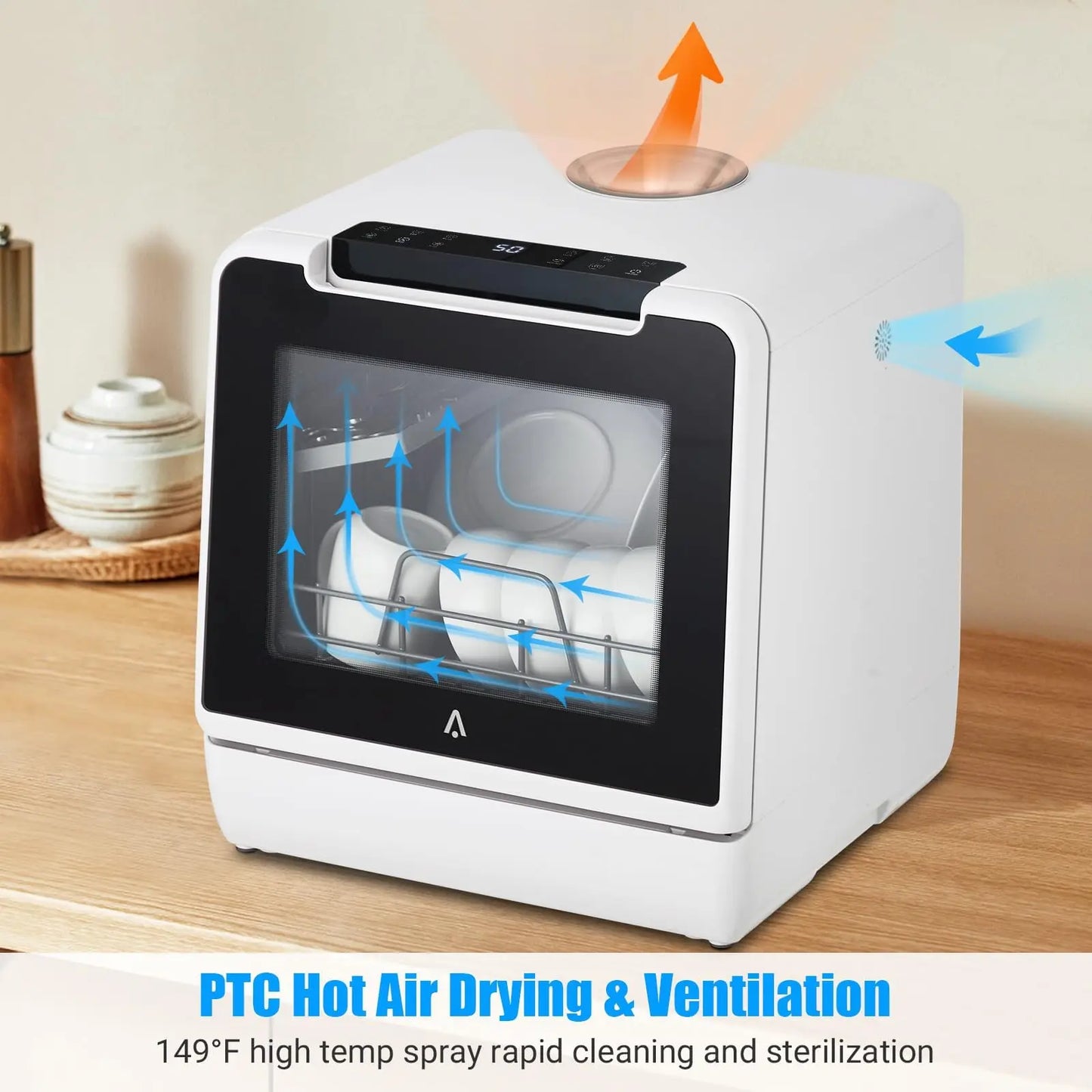 Portable Dishwasher Countertop, Dishwasher Countertop 5L Built-In Water Tank