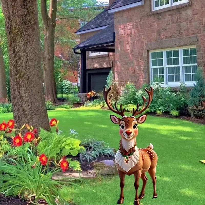 1/2Pcs 2D Flat Acrylic Garden Stake Milu Deer Outdoor Garden Decoration
