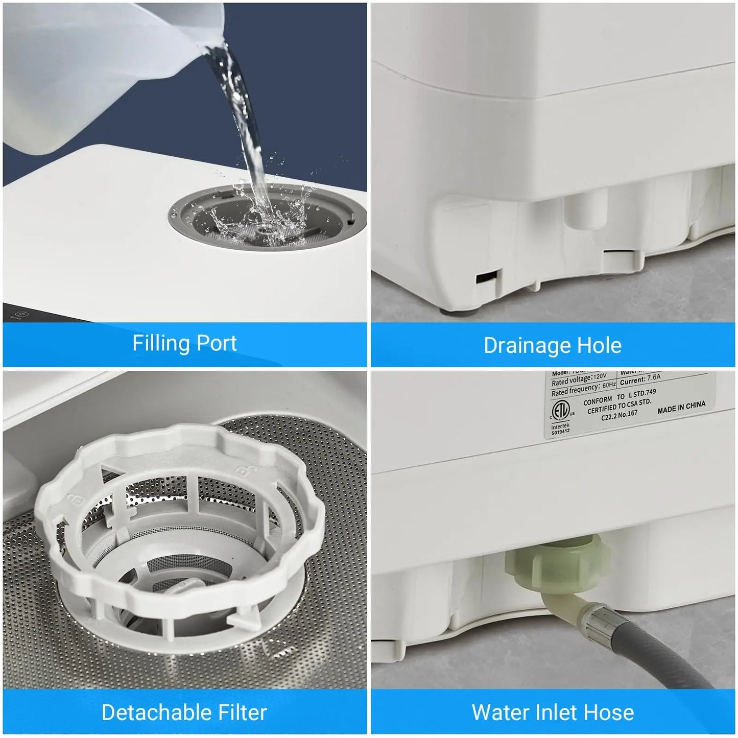 Portable Dishwasher Countertop, Dishwasher Countertop 5L Built-In Water Tank