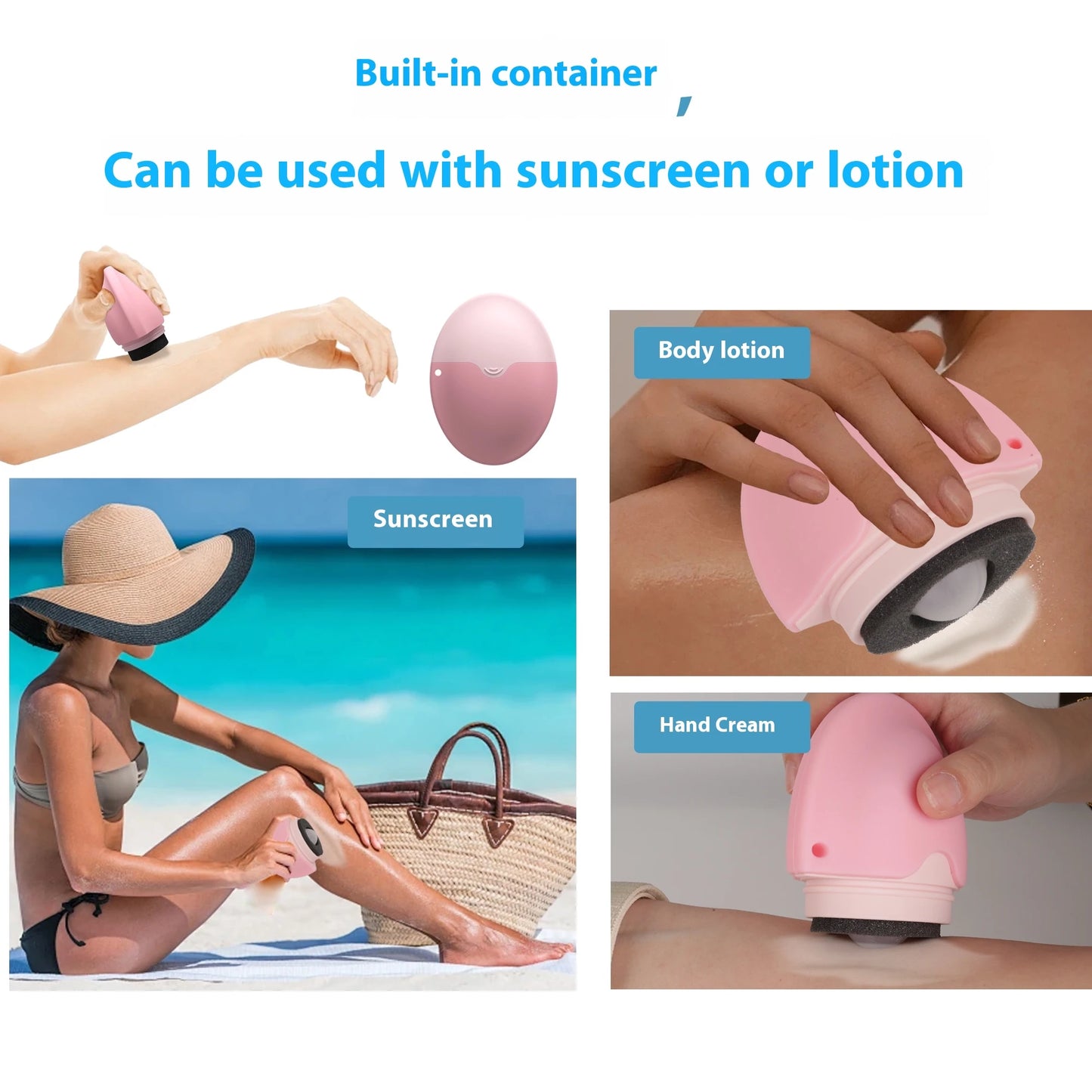 Sunscreen Roller Applicator Silicone Leak-Proof Portable Travel Dispenser Bottle