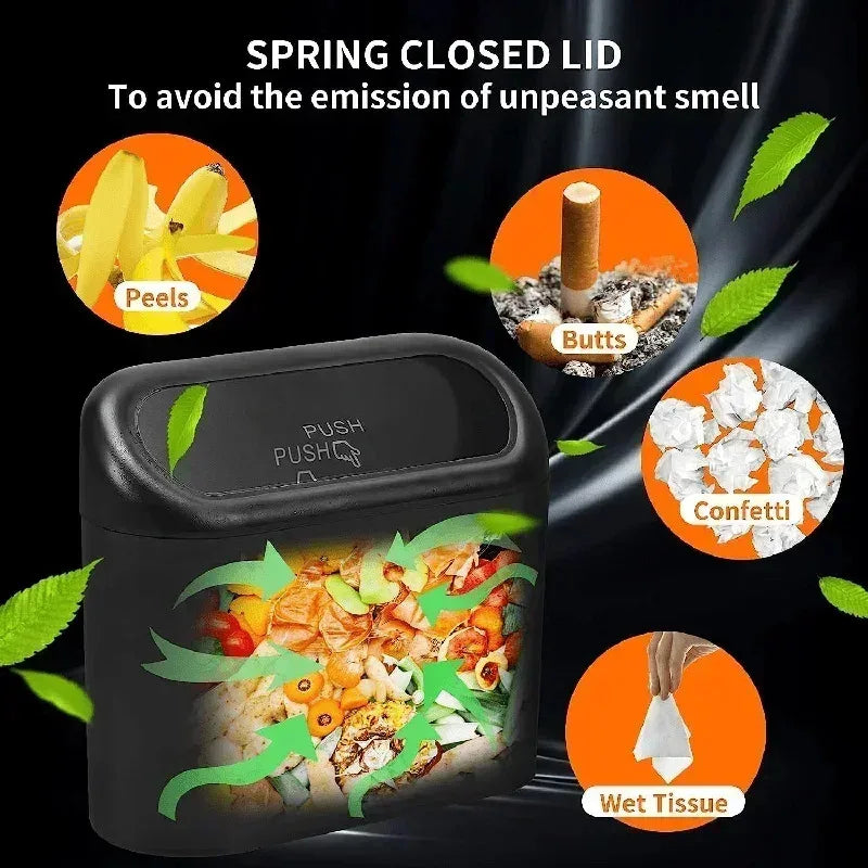 1PC Leak-Proof Small Car Trash Can with Lid Mini Garbage