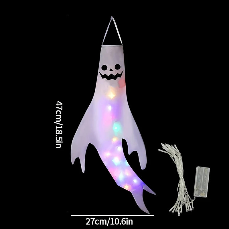 Ghost Lantern Halloween Decoration Hanging Flag Halloween Ghost Windsock Outdoor Pendants The Day of Dead Party Decor