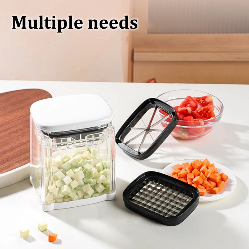 Fry Cutter, Vegetable Chopper Mandoline Slicer with 8-Segment Blade & Dicer Grid