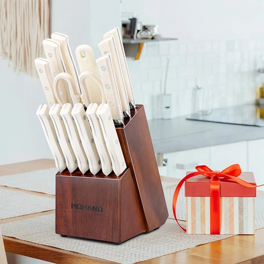 14Pcs Cutlery Kitchen Knife Block Set Sharp Stainless Steel