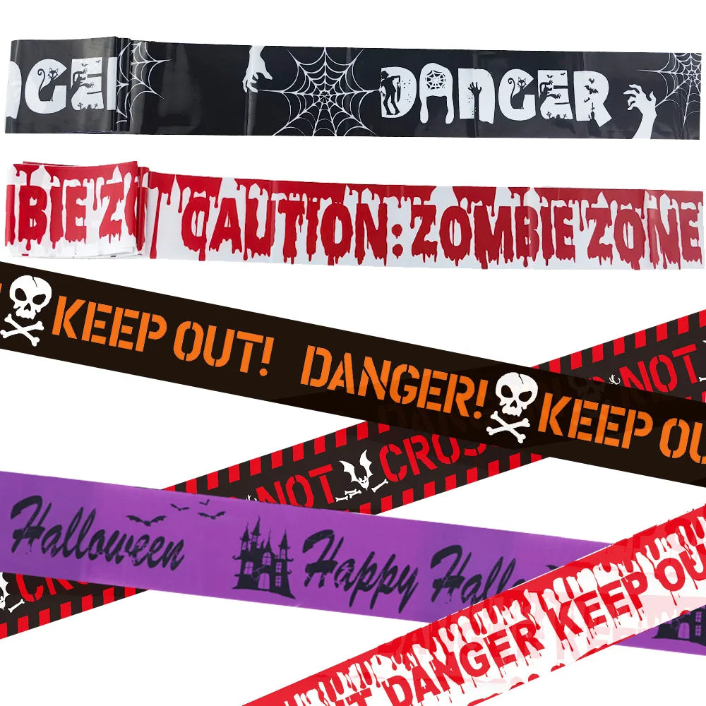 Halloween Caution Tape Decorations Scary Fright and Warning Tape for Zombie Party Horror Party Haunted House Decoration tape
