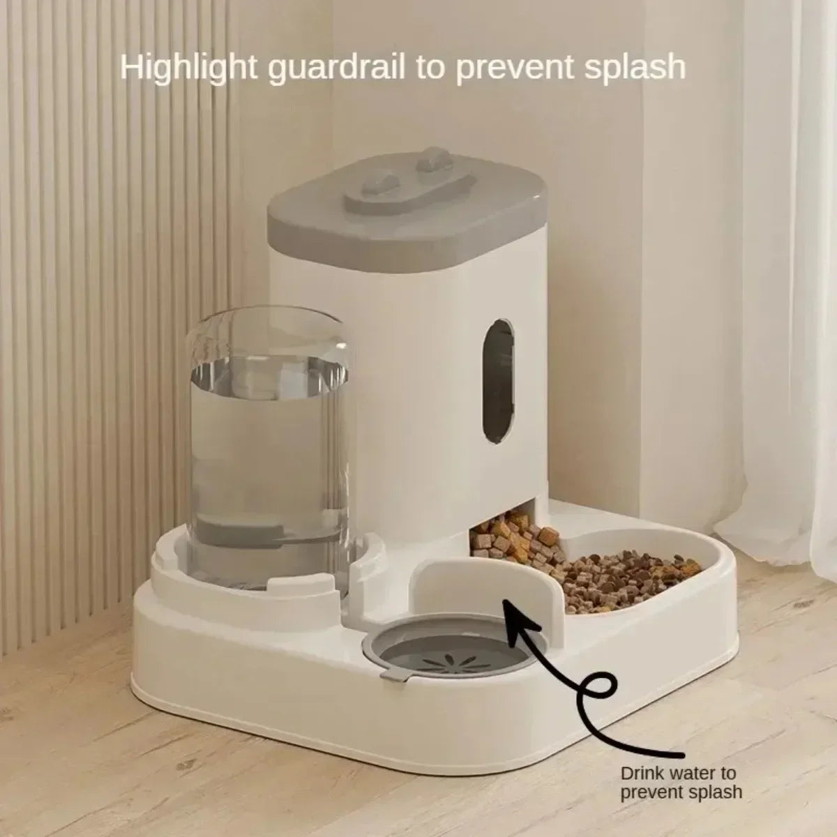 Automatic Feeder Pet Food Bowl With Water Fountain Large Capacity