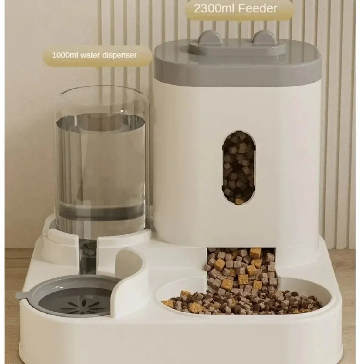 Automatic Feeder Pet Food Bowl With Water Fountain Large Capacity