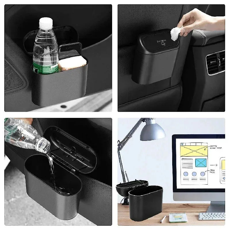 1PC Leak-Proof Small Car Trash Can with Lid Mini Garbage