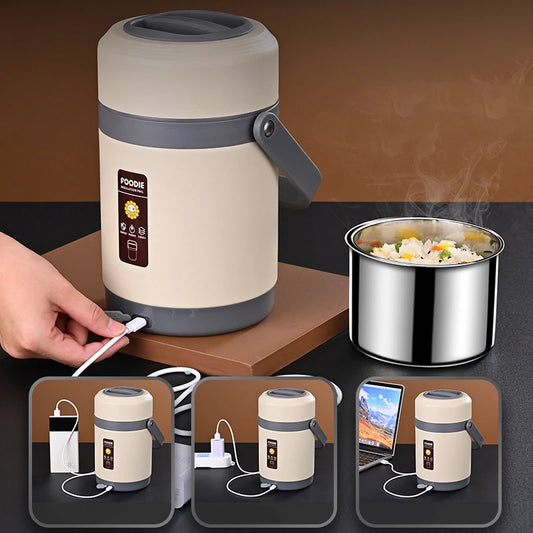 USB Electric Heated Lunch Boxes Stainless Steel Food Warmer