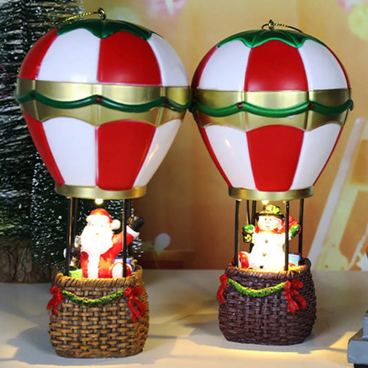 Christmas Glowing Ornaments, Santa Claus Snowman Hot Air Balloon with LED Light