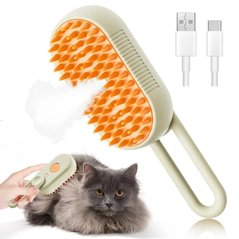 3-in-1 Steam-Mist Pro: Electric Grooming & Massage Brush