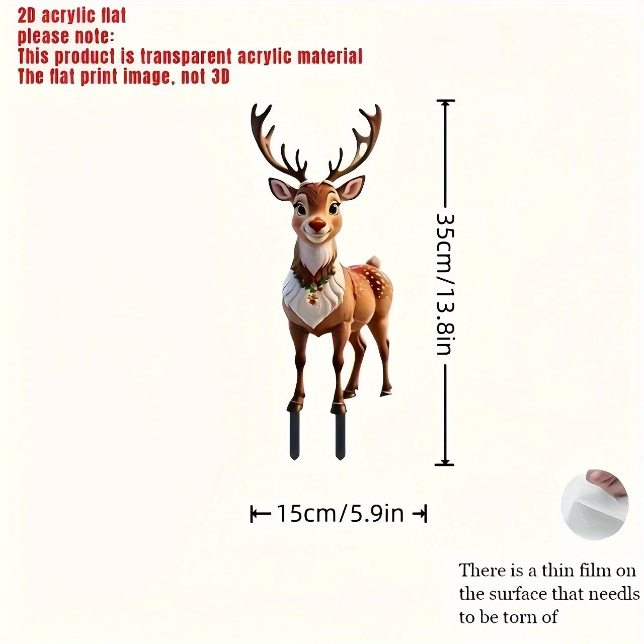 1/2Pcs 2D Flat Acrylic Garden Stake Milu Deer Outdoor Garden Decoration