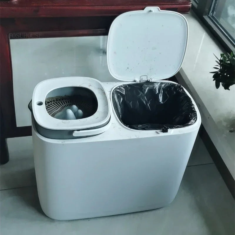 Dry and Wet Separation Tea Waste Bins Office Tea Table Trash Can