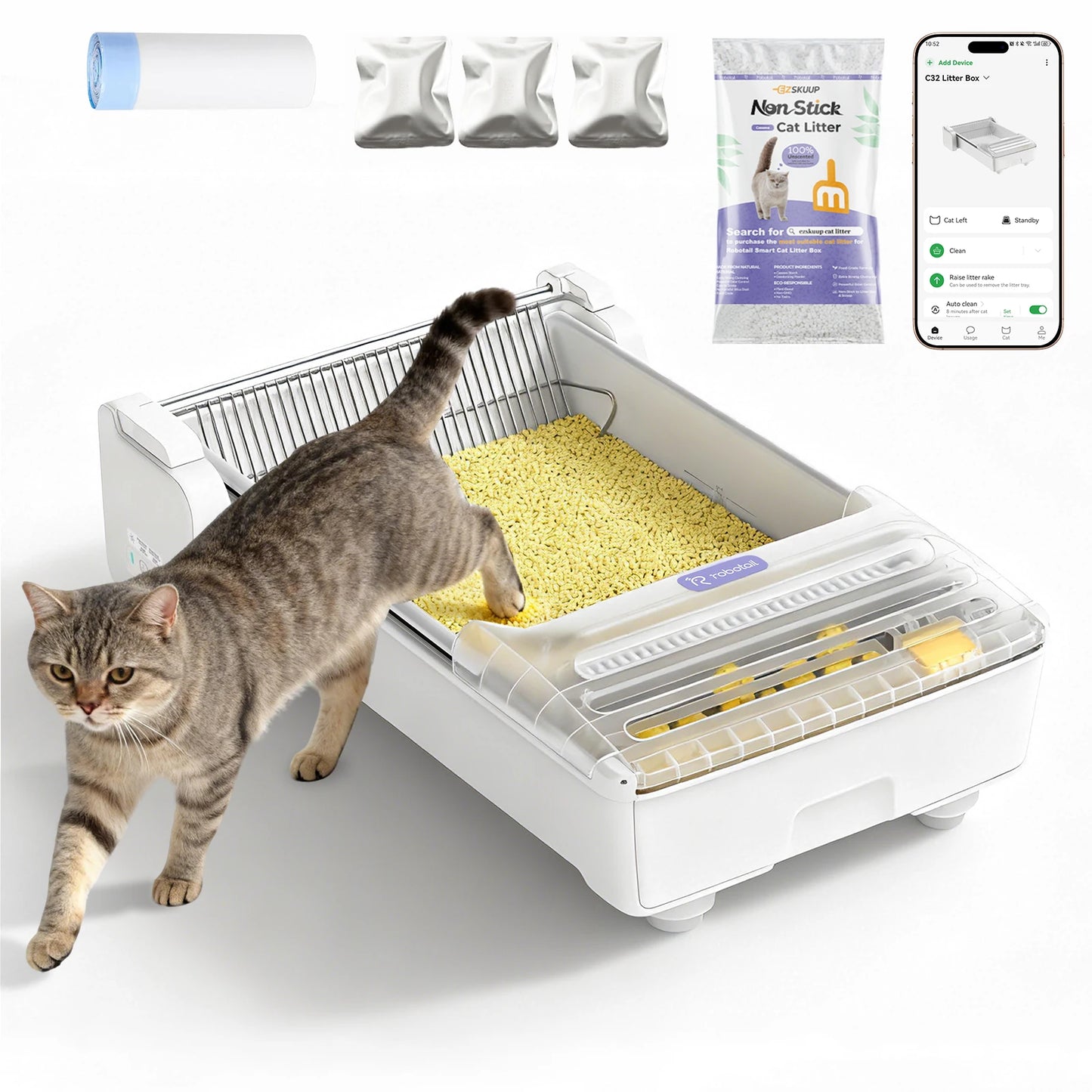 Robotail Fully-Open Smart Self-Cleaning Cat Litter Box